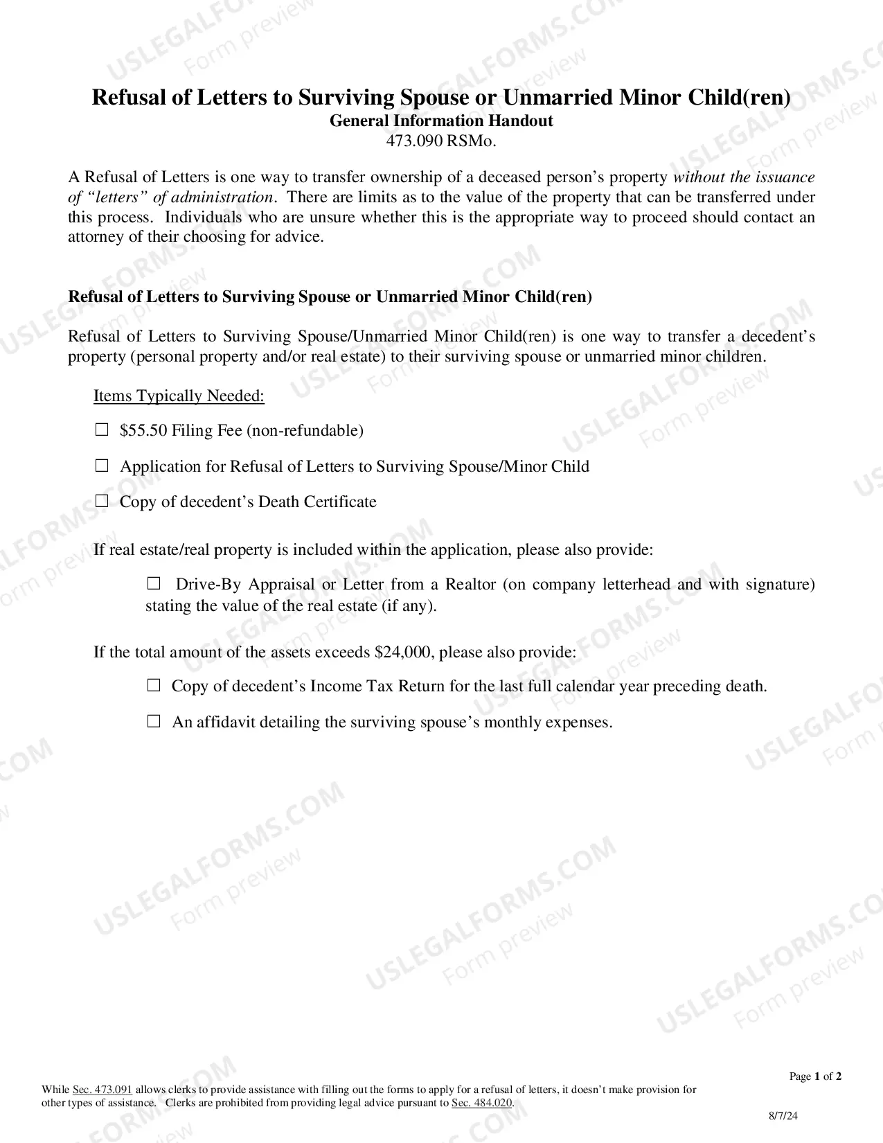 Preview Application of Spouse For Refusal of Letters