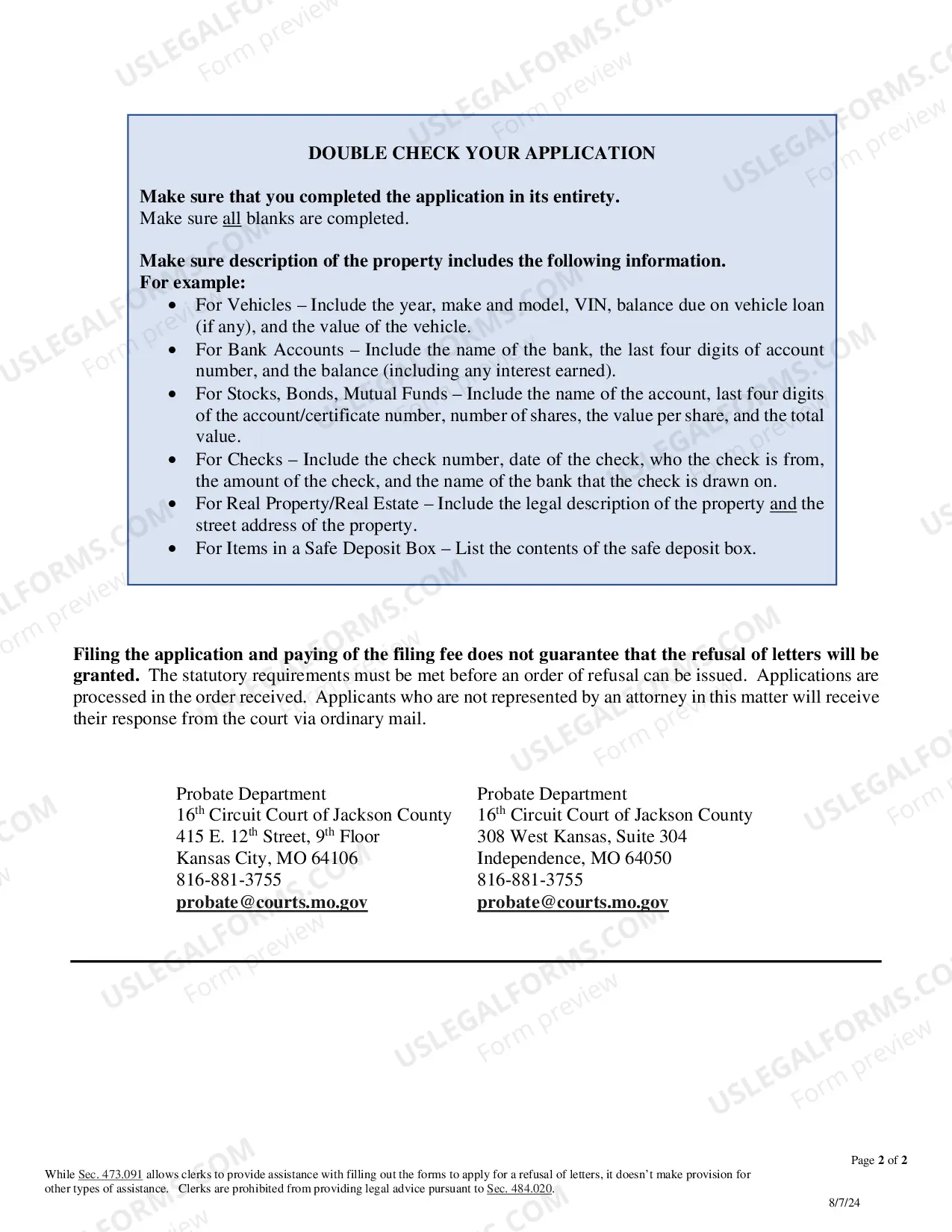 Preview Application of Spouse For Refusal of Letters