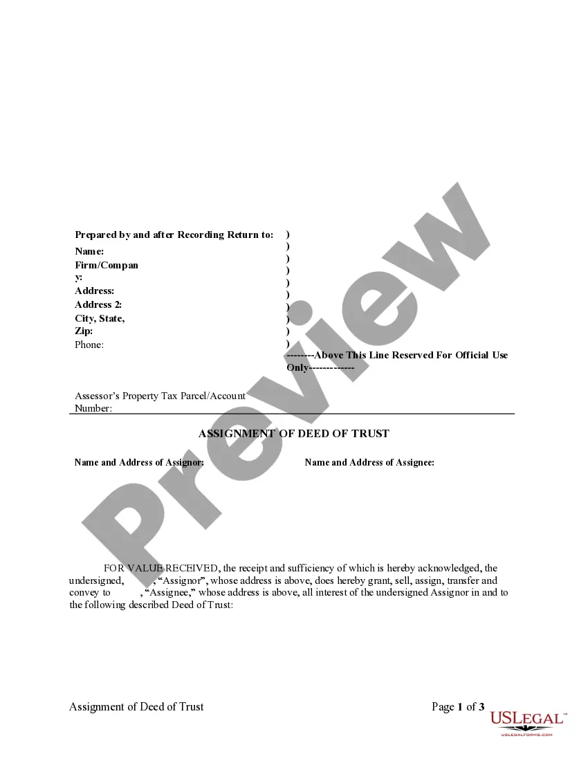 Preview Assignment of Deed of Trust by Corporate Mortgage Holder