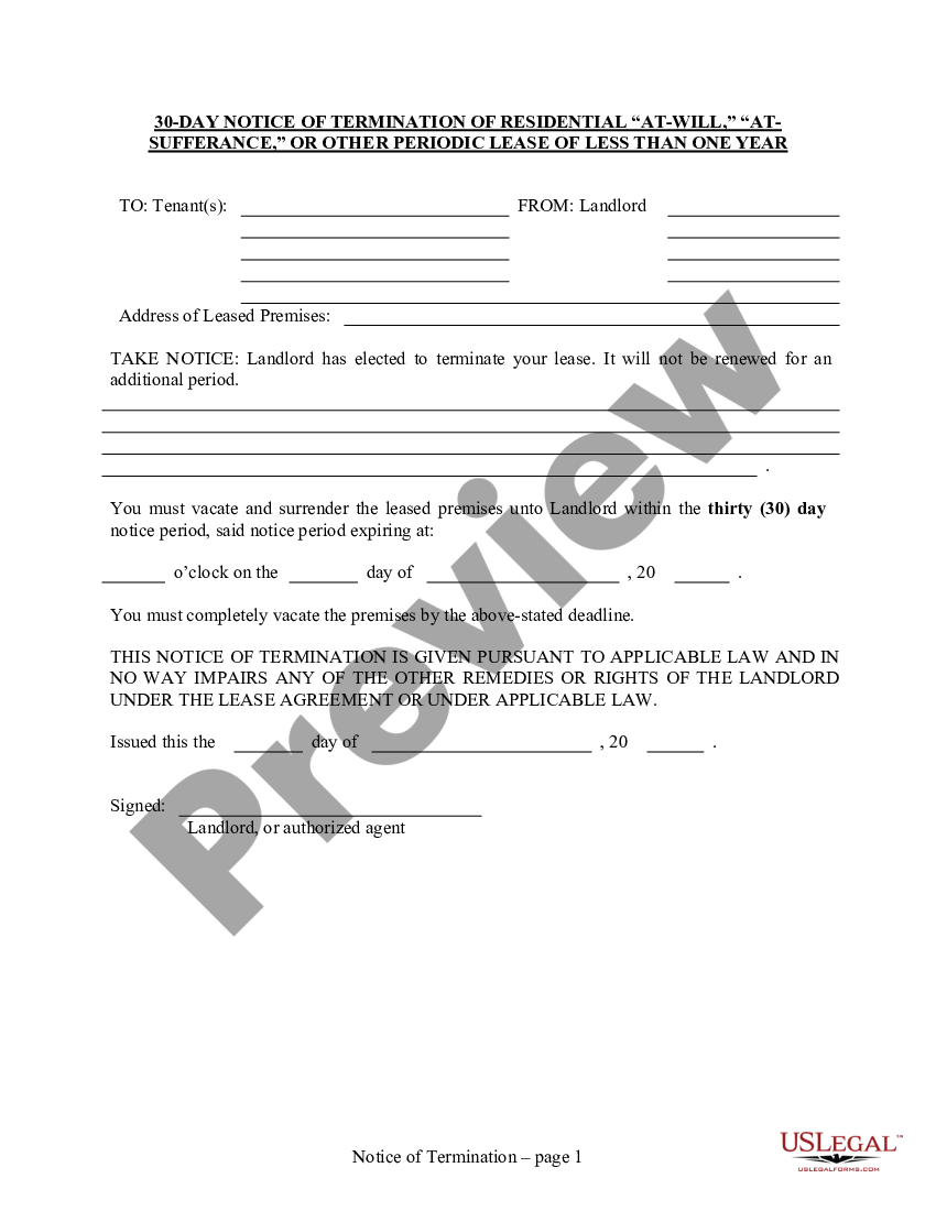 missouri 30 day notice to terminate at will sufferance or less than one year tenancy 30 day eviction notice missouri us legal forms