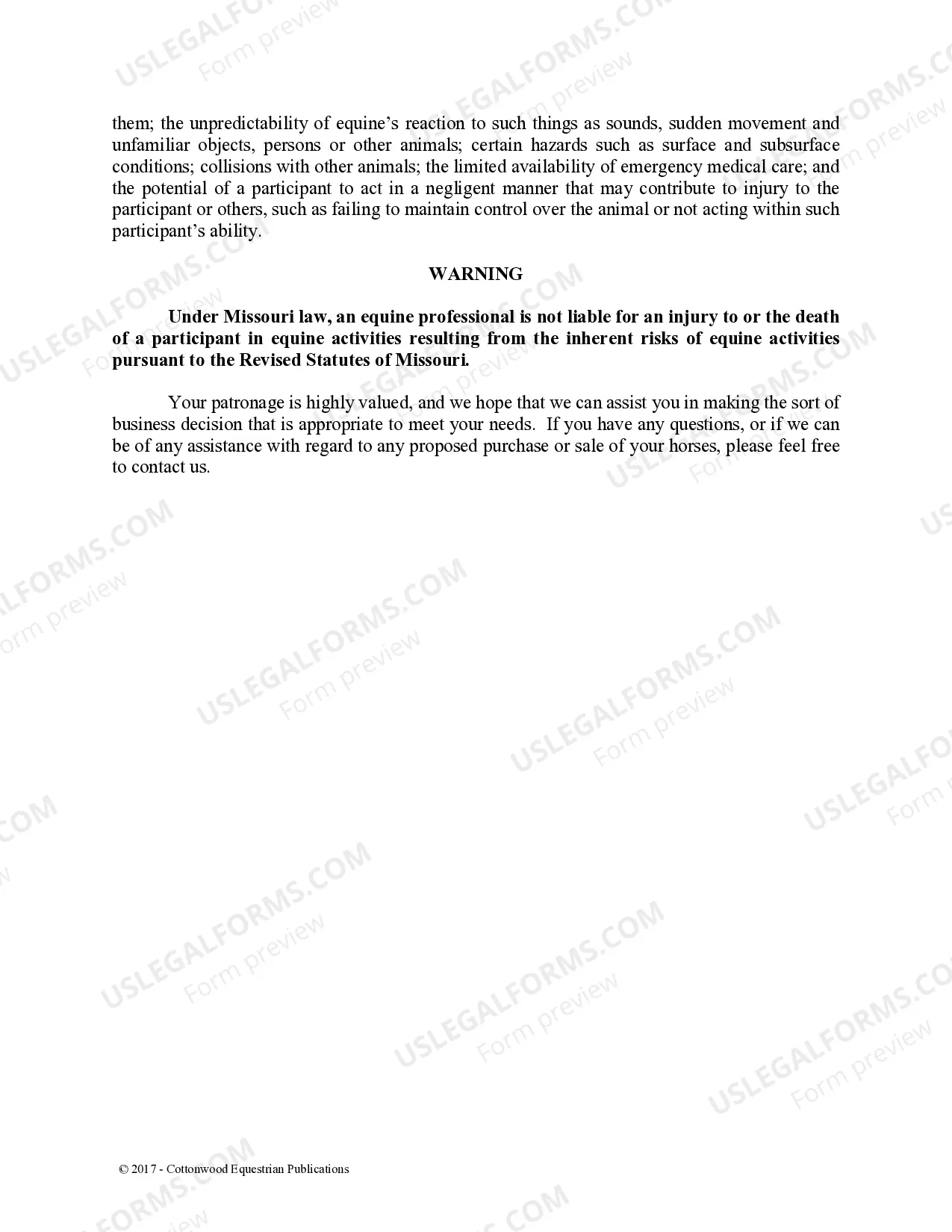 Preview Pre-Purchase Recommendations - Horse Equine Forms