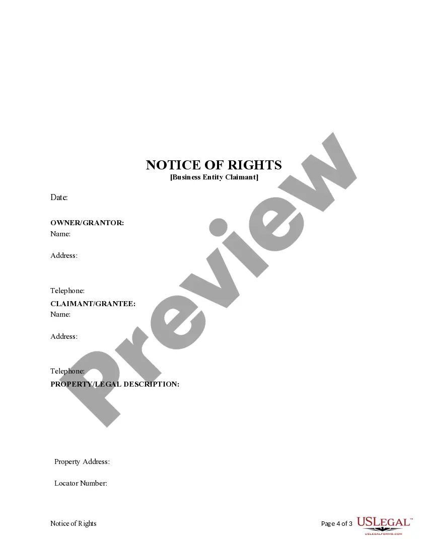 Preview Notice of Rights - Business Entity Claimant - Mo.Rev.Stats. Sec. 429.016