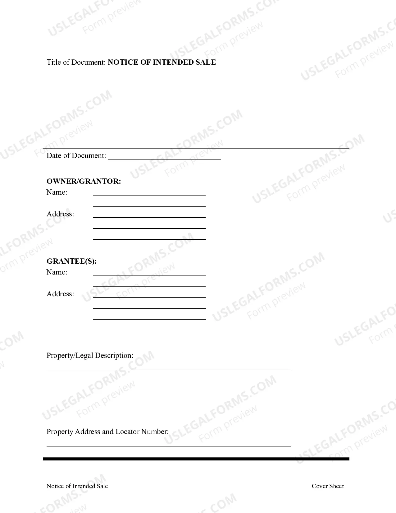 Preview Notice of Intended Sale - Business Entity Owner - Mo.Rev.Stats. Sec. 429.016