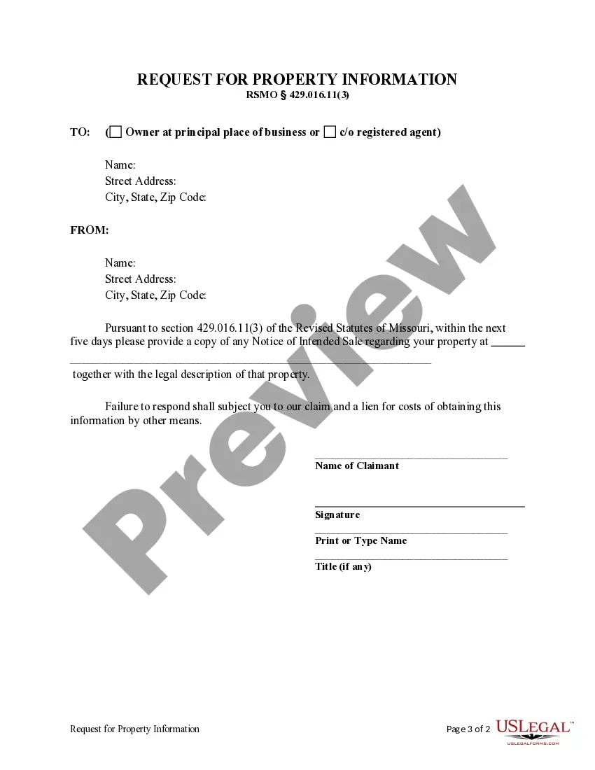 Get Request for Property Information from Owner - Individual Claimant Preview Request for Property Information from Owner - Individual Claimant