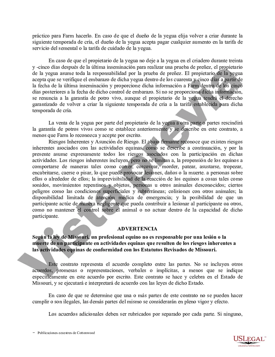 Preview Contrato de servicio de semental - Formularios equinos de caballos