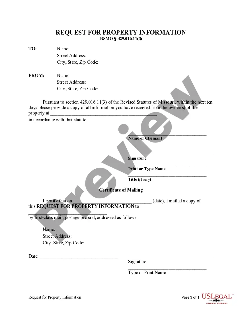 Preview Request for Property Information from Contractor - Individual Subcontractor