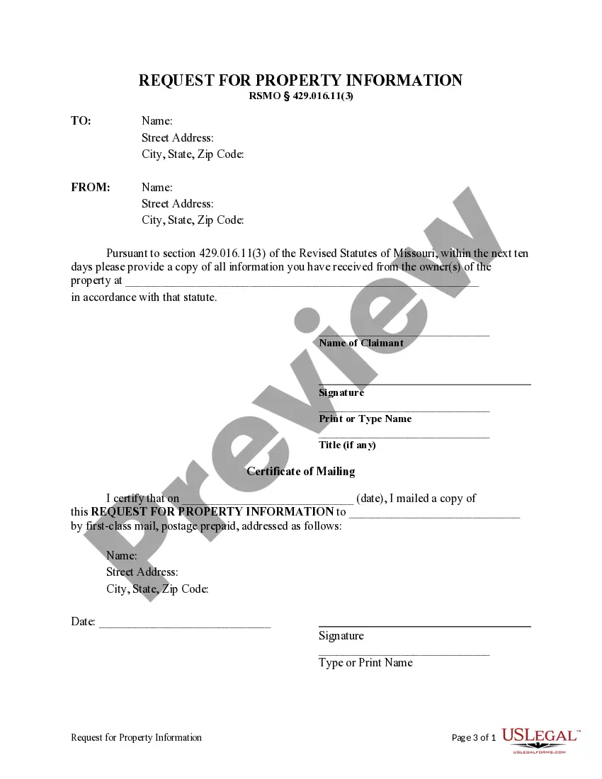 Preview Request for Property Information from Contractor - Business Entity Subcontractor