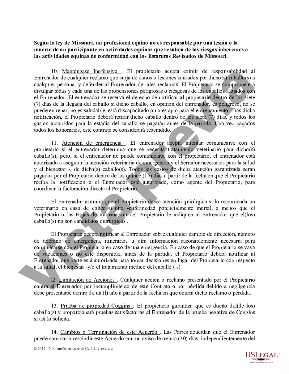 Preview Contrato de Entrenamiento - Caballo Equino Formas