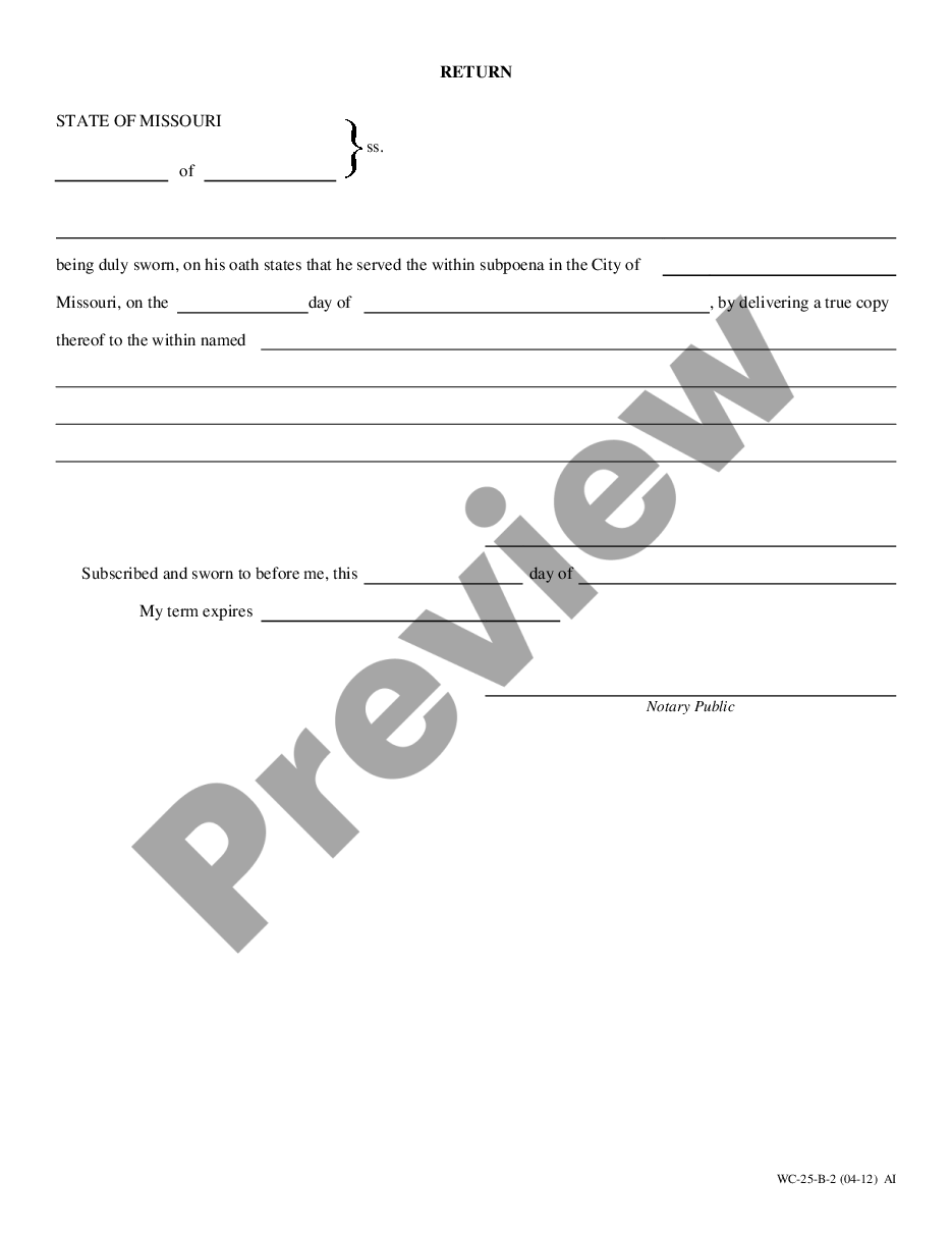 page 1 Subpoena For Deposition for Workers' Compensation preview