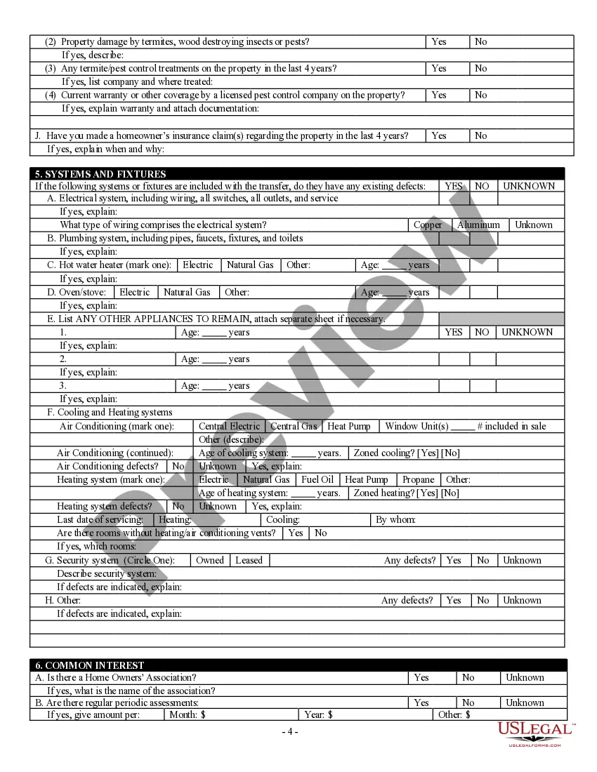 Preview Residential Real Estate Sales Disclosure Statement