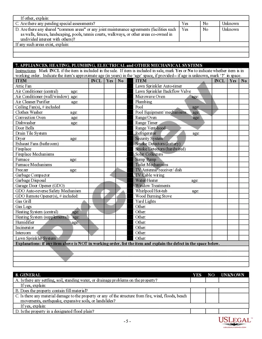 Preview Residential Real Estate Sales Disclosure Statement
