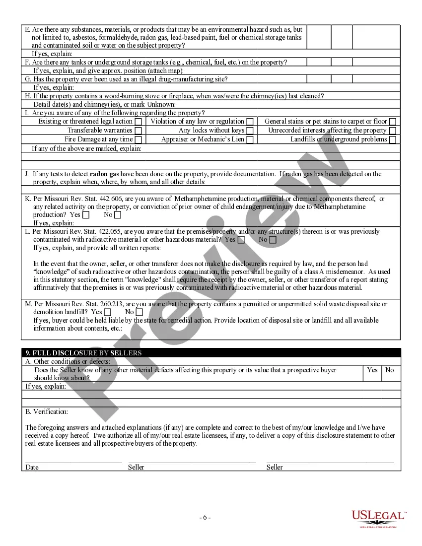 Preview Residential Real Estate Sales Disclosure Statement
