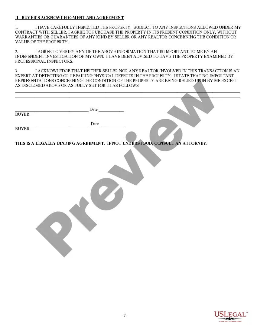 Preview Residential Real Estate Sales Disclosure Statement