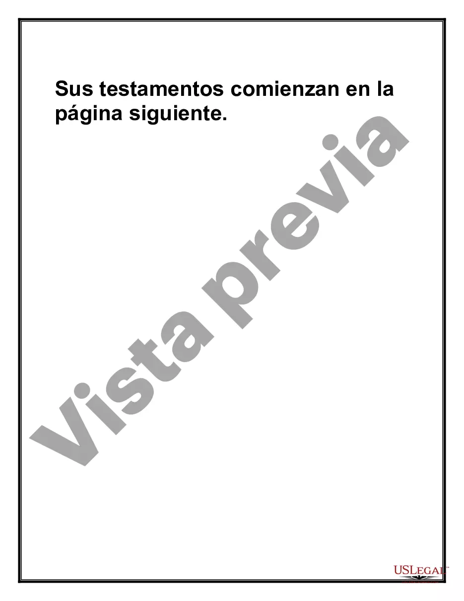Preview Testamentos mutuos que contienen última voluntad y testamentos para personas solteras que viven juntas sin hijos