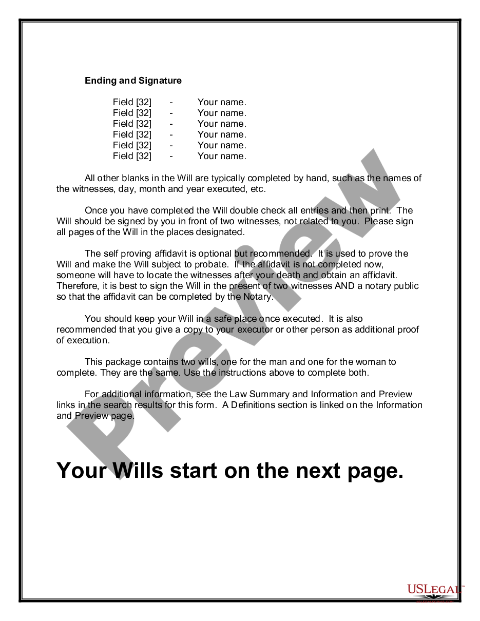 Missouri Mutual Wills Containing Last Will And Testaments For Unmarried Persons Living Together 6786