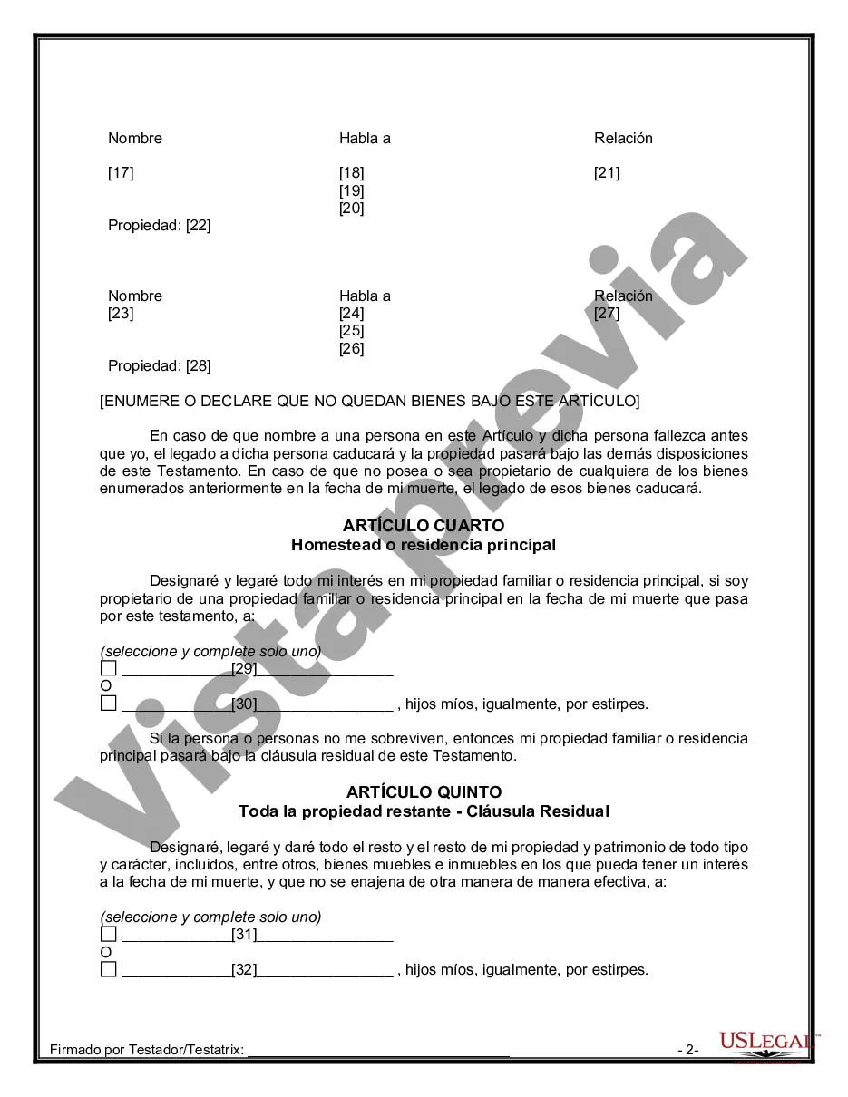 Preview Paquete de Testamentos Mutuos de Últimas Voluntades y Testamentos para Personas Solteras que conviven con Hijos Mayores de Edad