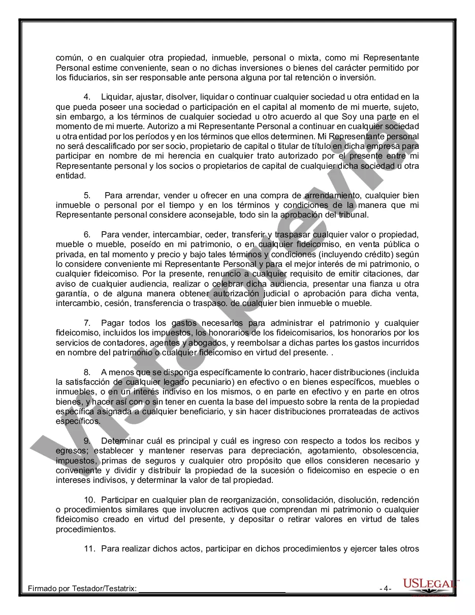 Preview Paquete de Testamentos Mutuos de Últimas Voluntades y Testamentos para Personas Solteras que conviven con Hijos Mayores de Edad
