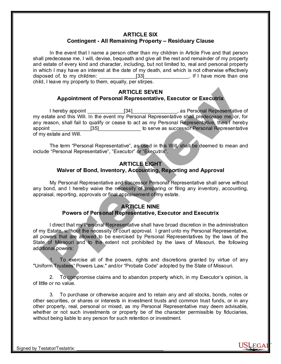 page 5 Mutual Wills Package of Last Wills and Testaments for Unmarried Persons living together with Adult Children preview