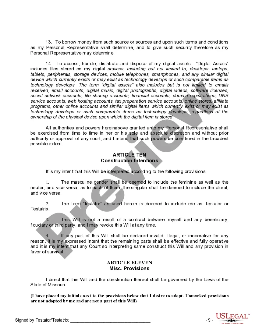 Preview Mutual Wills Package of Last Wills and Testaments for Man and Woman living together not Married with Adult Children