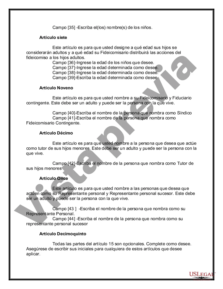 Preview Testamentos Mutuos o Últimas Voluntades y Testamentos para Personas Solteras que conviven con Hijos Menores