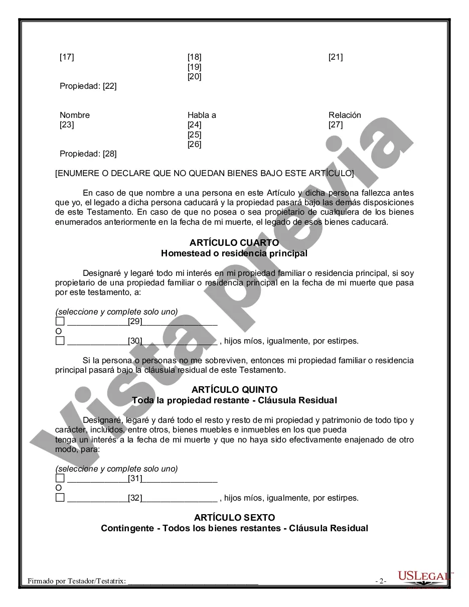 Preview Testamentos Mutuos o Últimas Voluntades y Testamentos para Personas Solteras que conviven con Hijos Menores