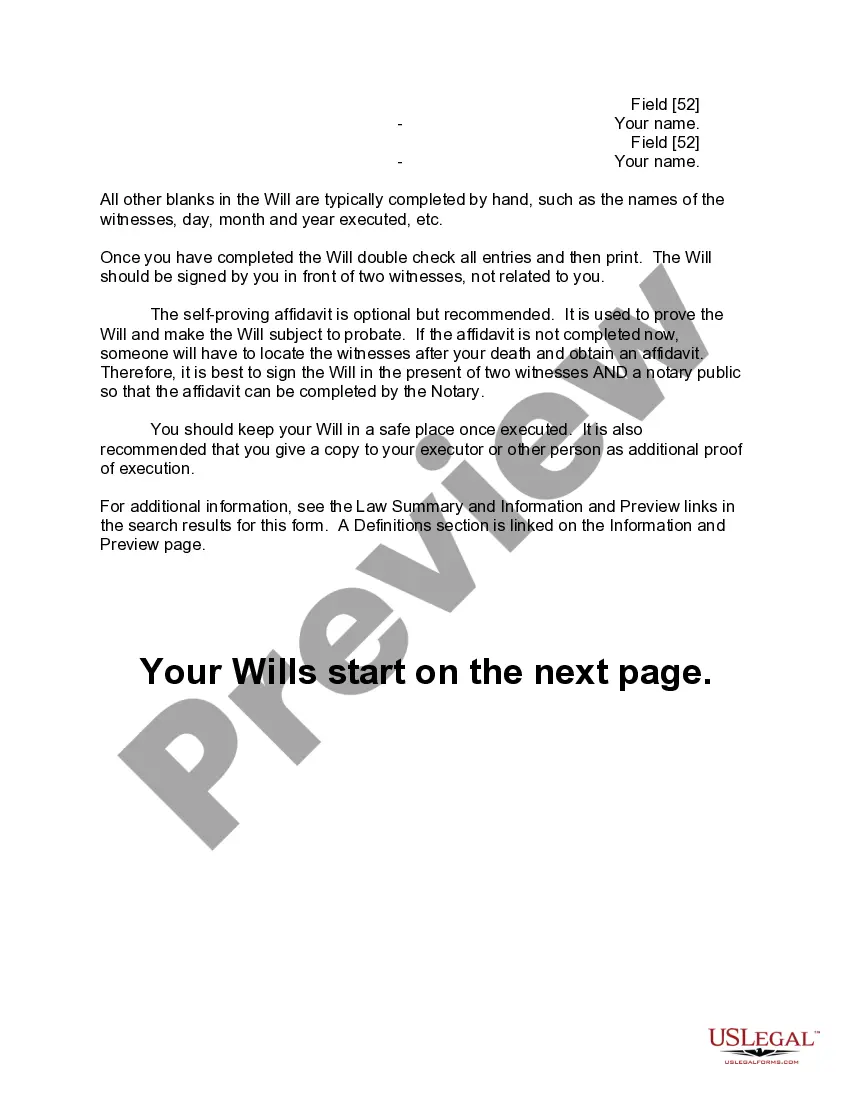 Preview Mutual Wills or Last Will and Testaments for Man and Woman living together, not Married with Minor Children