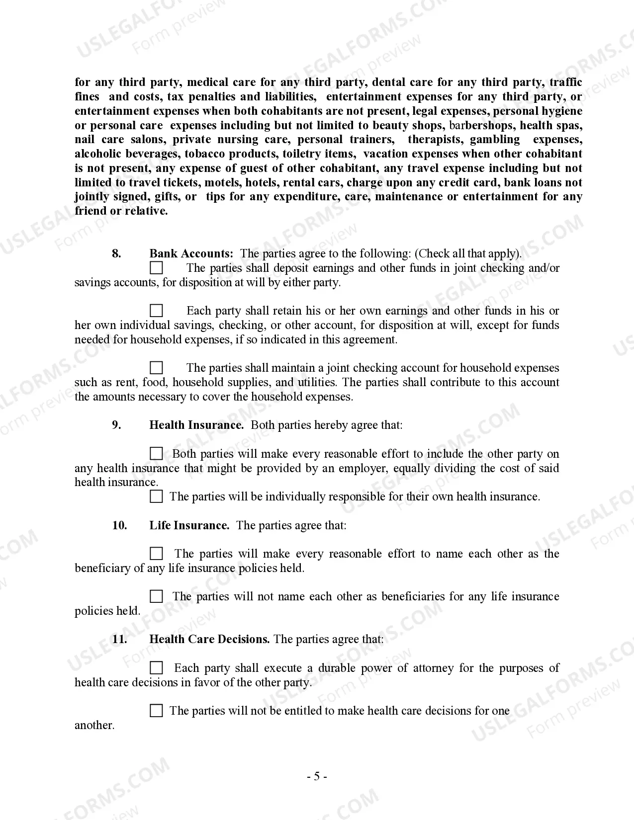 Preview Non-Marital Cohabitation Living Together Agreement