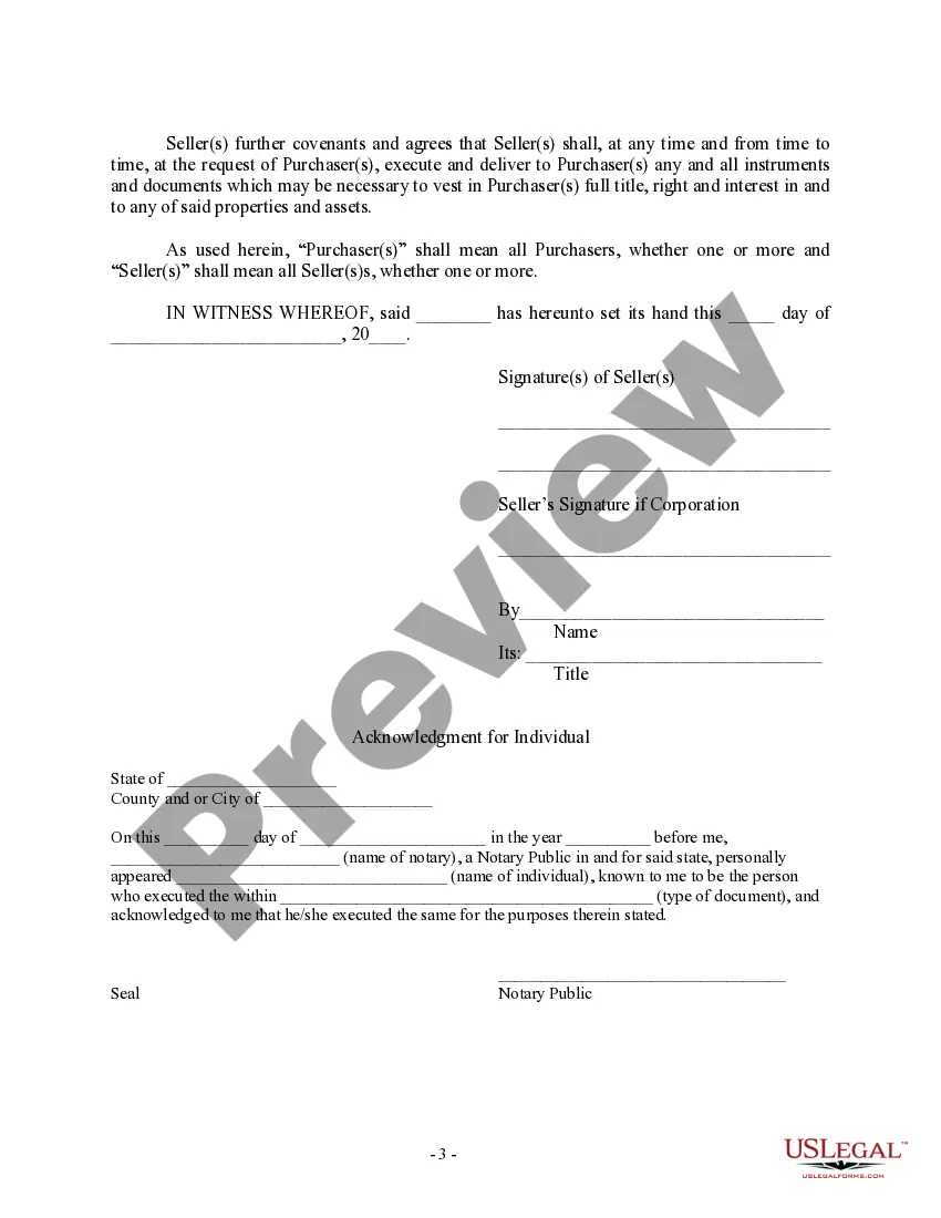 Preview Bill of Sale in Connection with Sale of Business by Individual or Corporate Seller