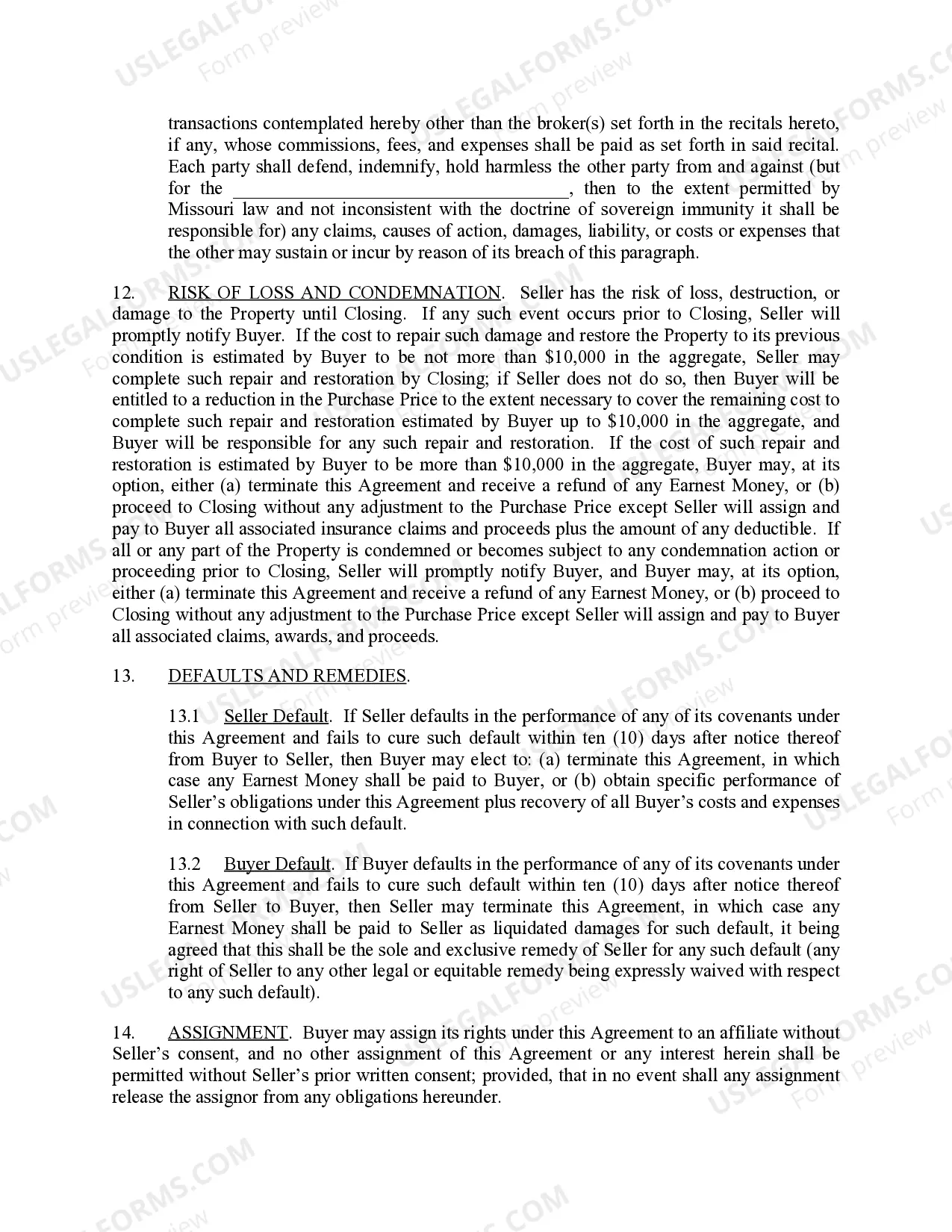 Preview Real Estate Purchase and Sale Agreement