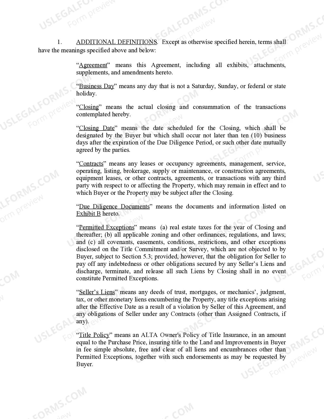 Preview Real Estate Purchase and Sale Agreement