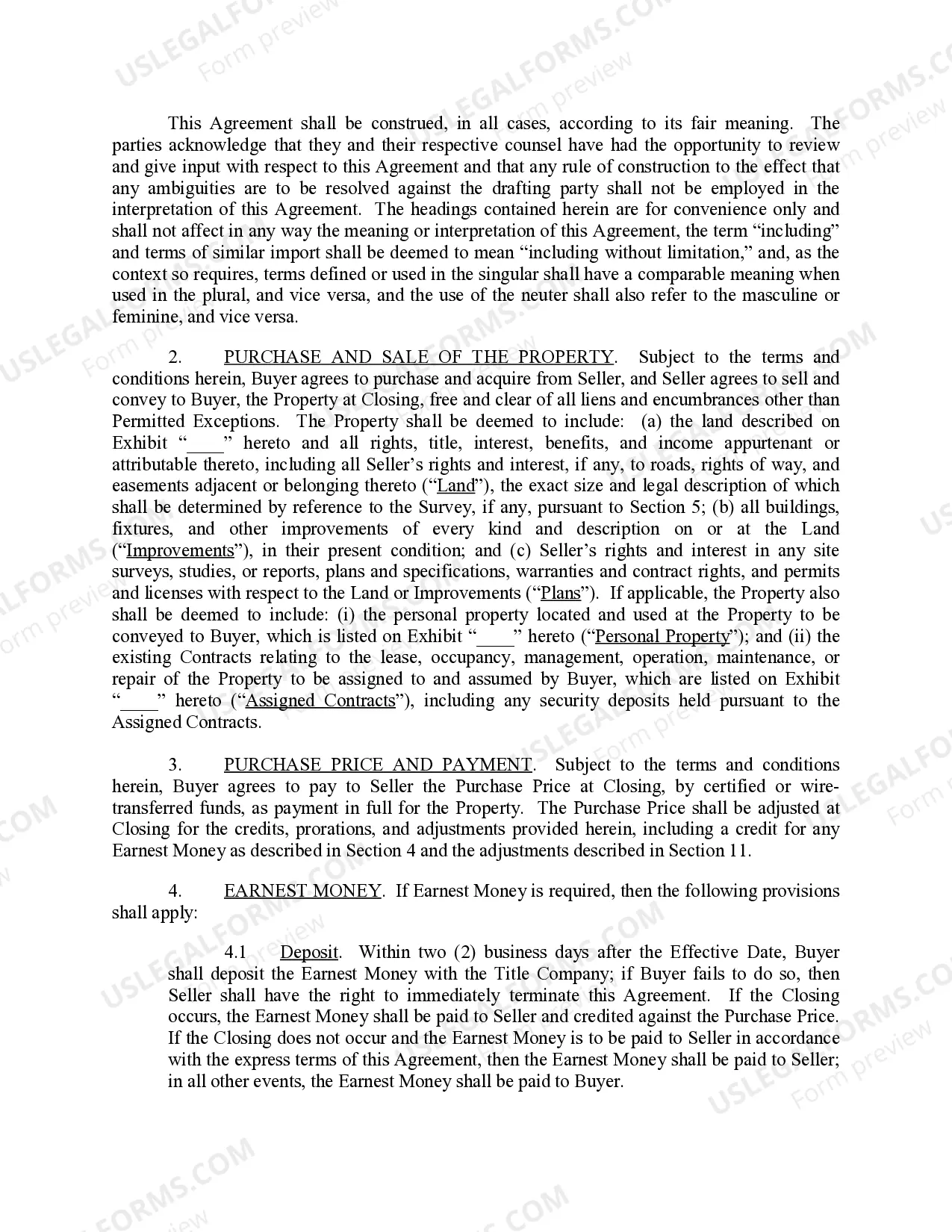 Preview Real Estate Purchase and Sale Agreement