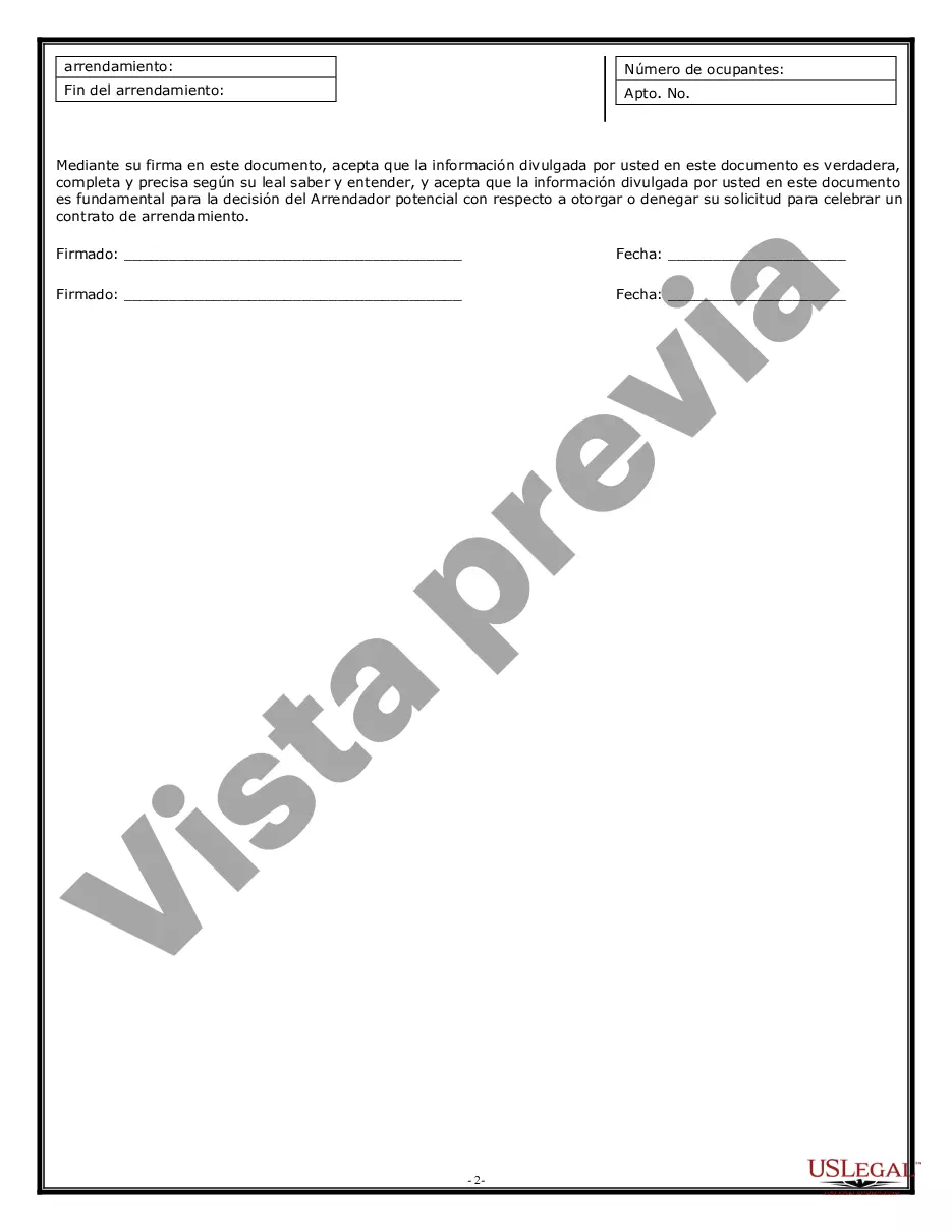 Preview Cuestionario de solicitud de alquiler de arrendamiento de apartamento