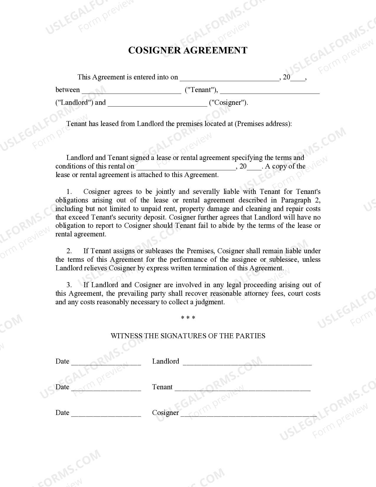 Missouri Landlord Tenant Lease CoSigner Agreement Cosigner For Apartment US Legal Forms