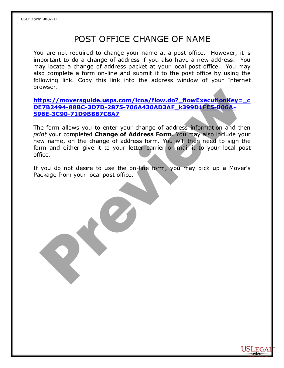 page 5 Name Change Notification Package for Brides, Court Ordered Name Change, Divorced, Marriage for Missouri preview