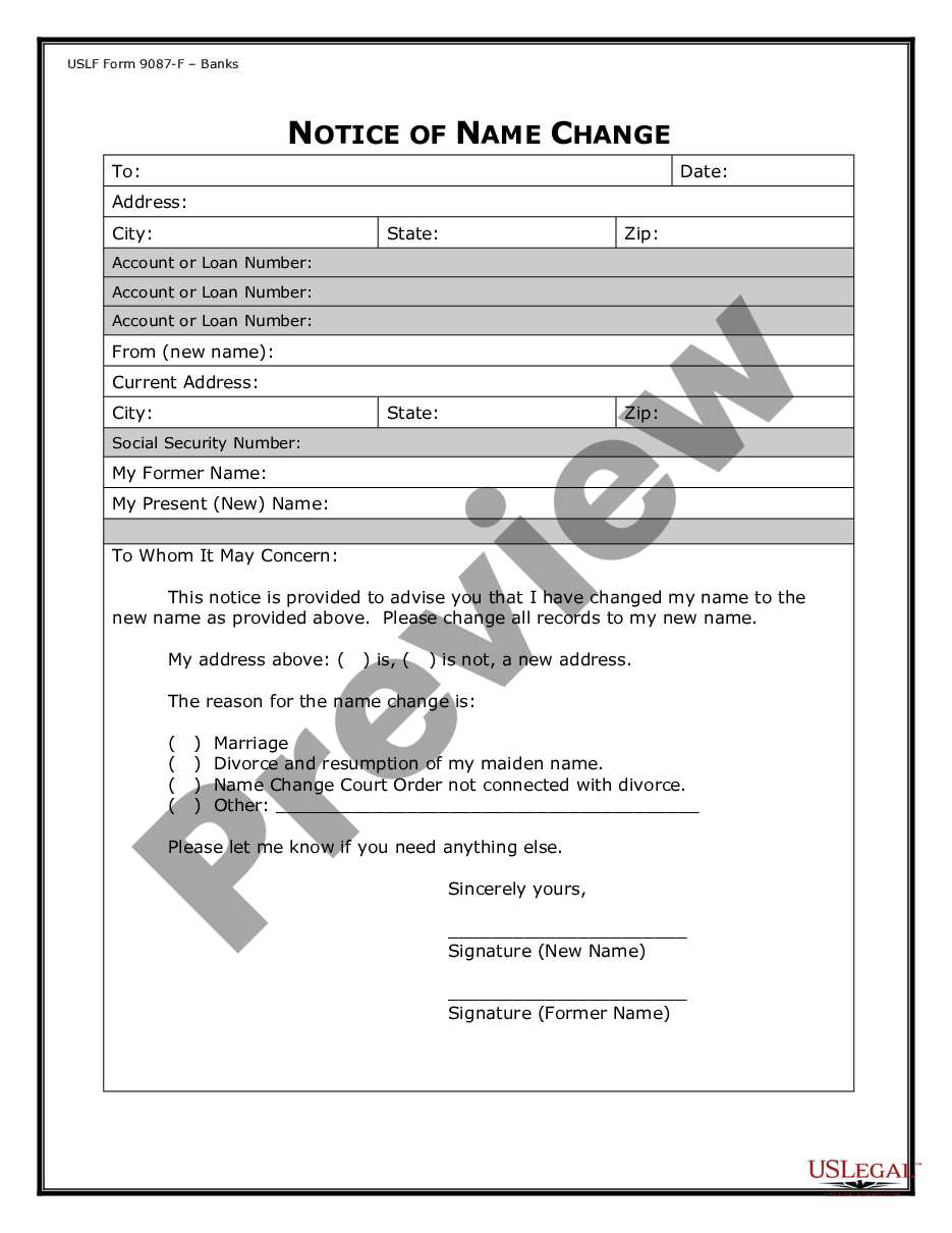 page 7 Name Change Notification Package for Brides, Court Ordered Name Change, Divorced, Marriage for Missouri preview