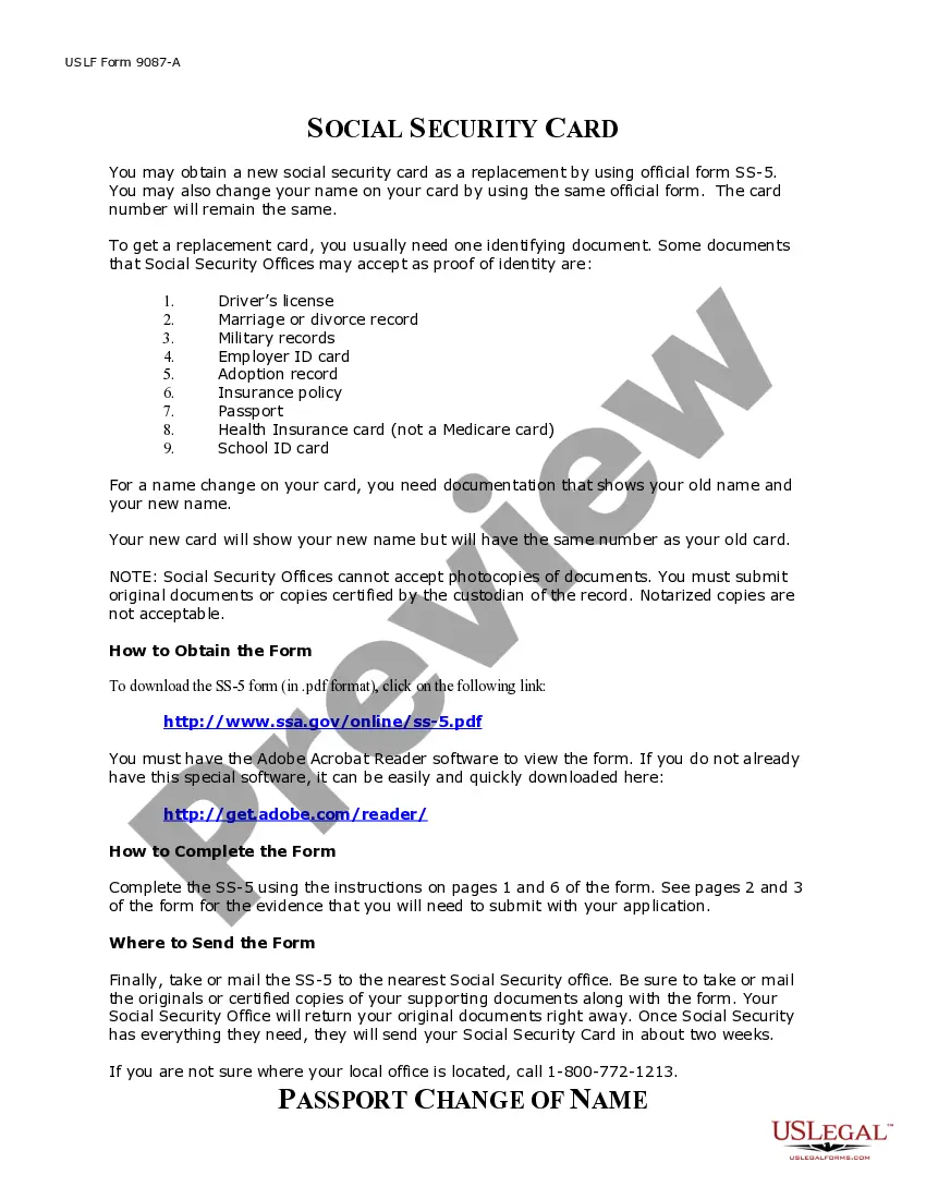 Preview Name Change Notification Package for Brides, Court Ordered Name Change, Divorced, Marriage