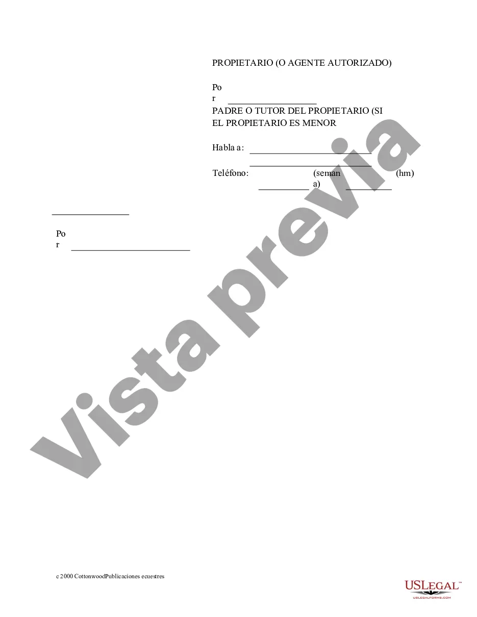 Preview Paquete de formularios equinos de caballos de Missouri