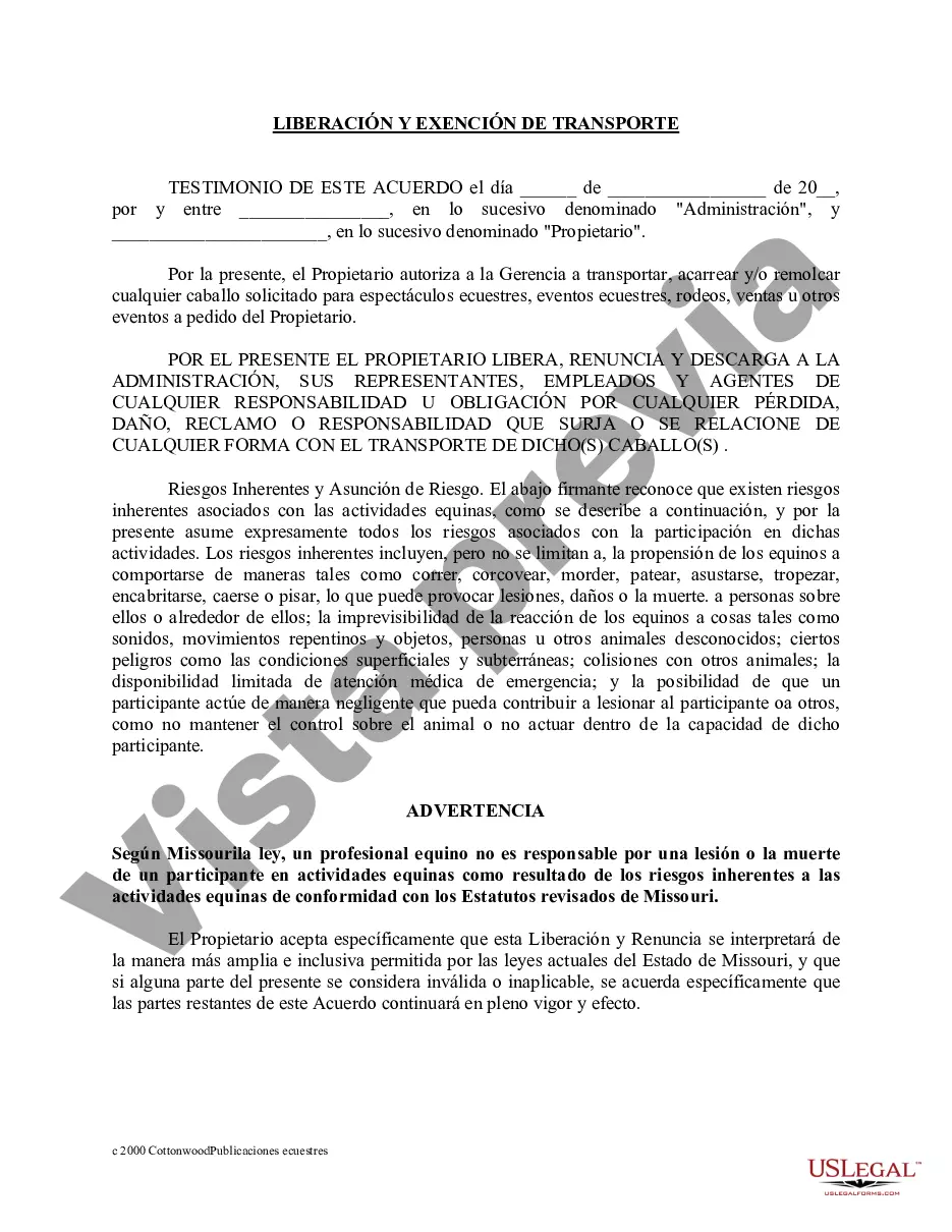 Preview Paquete de formularios equinos de caballos de Missouri