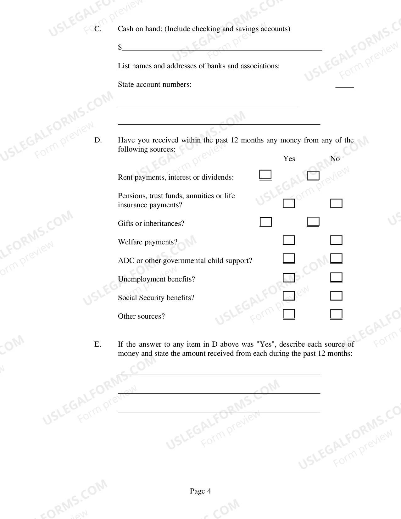 Preview Affidavit of Financial Status
