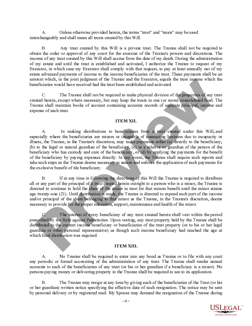 Preview Complex Will with Credit Shelter Marital Trust for Large Estates