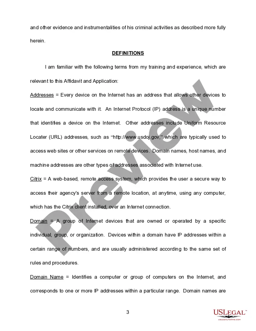 Preview Affidavit in Support of Search Warrant - Computer Intrusion