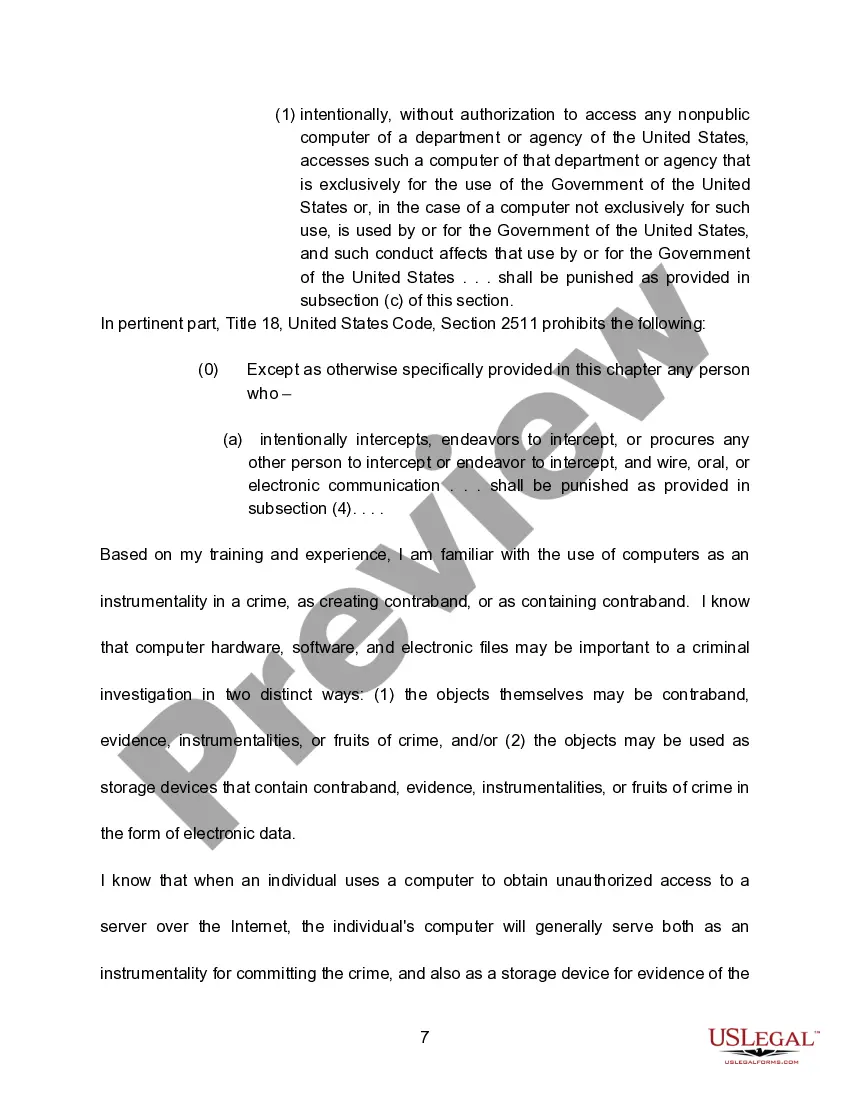 Preview Affidavit in Support of Search Warrant - Computer Intrusion