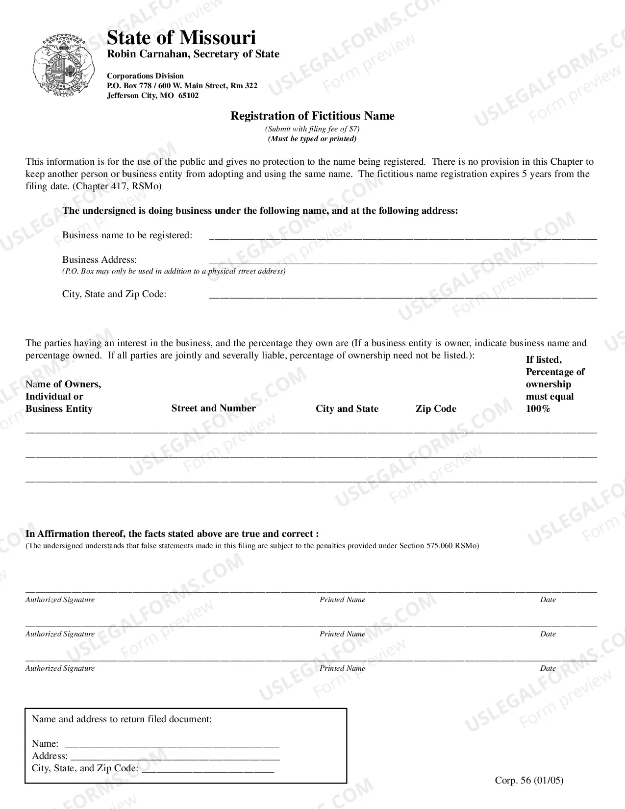 Preview Registration of Fictitious Nme