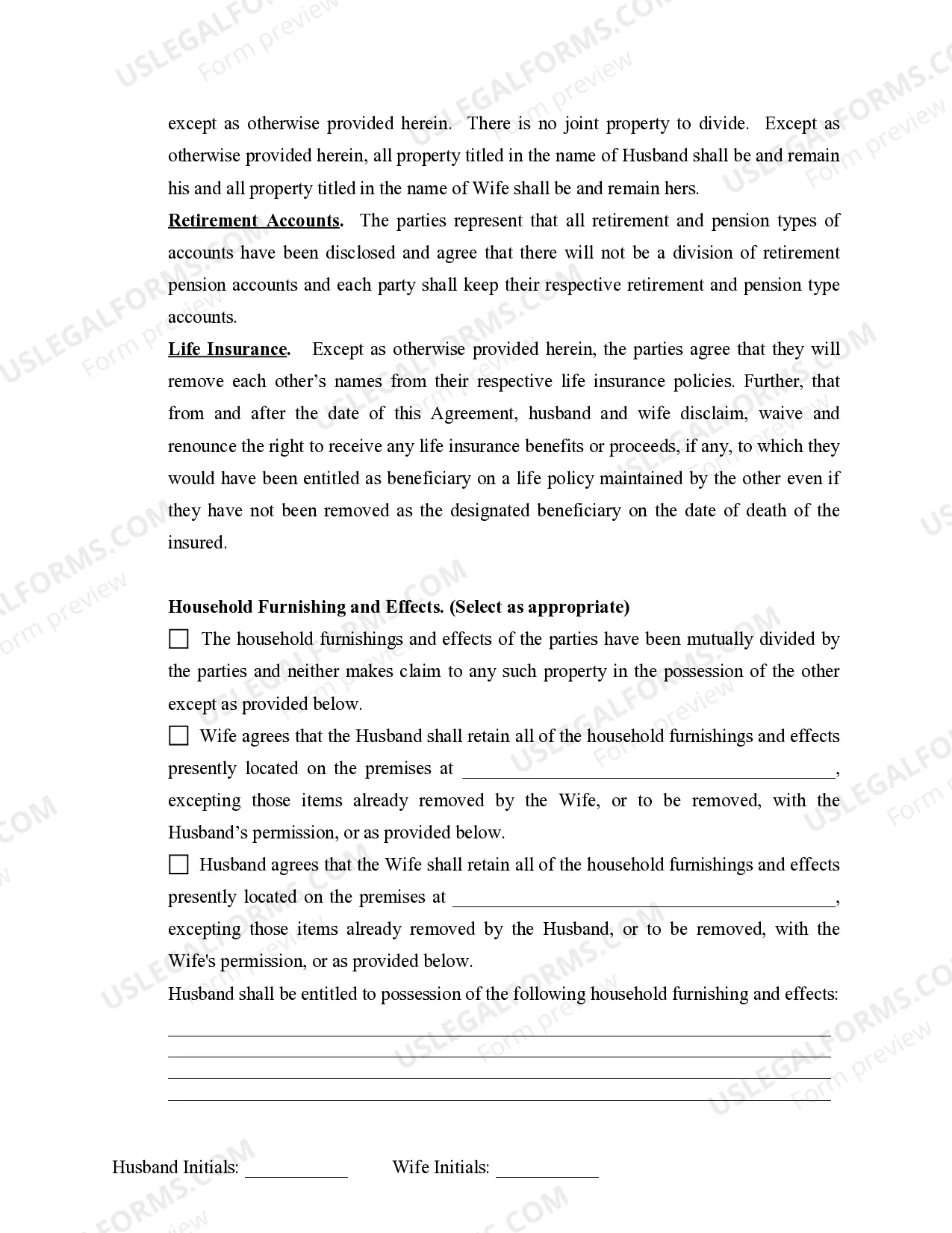 Preview Marital Domestic Separation and Property Settlement Agreement Minor Children no Joint Property or Debts effective Immediately