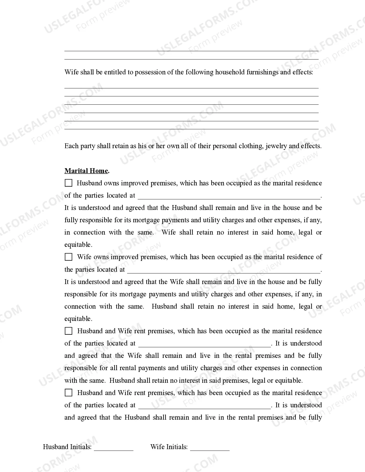 Preview Marital Domestic Separation and Property Settlement Agreement Minor Children no Joint Property or Debts effective Immediately