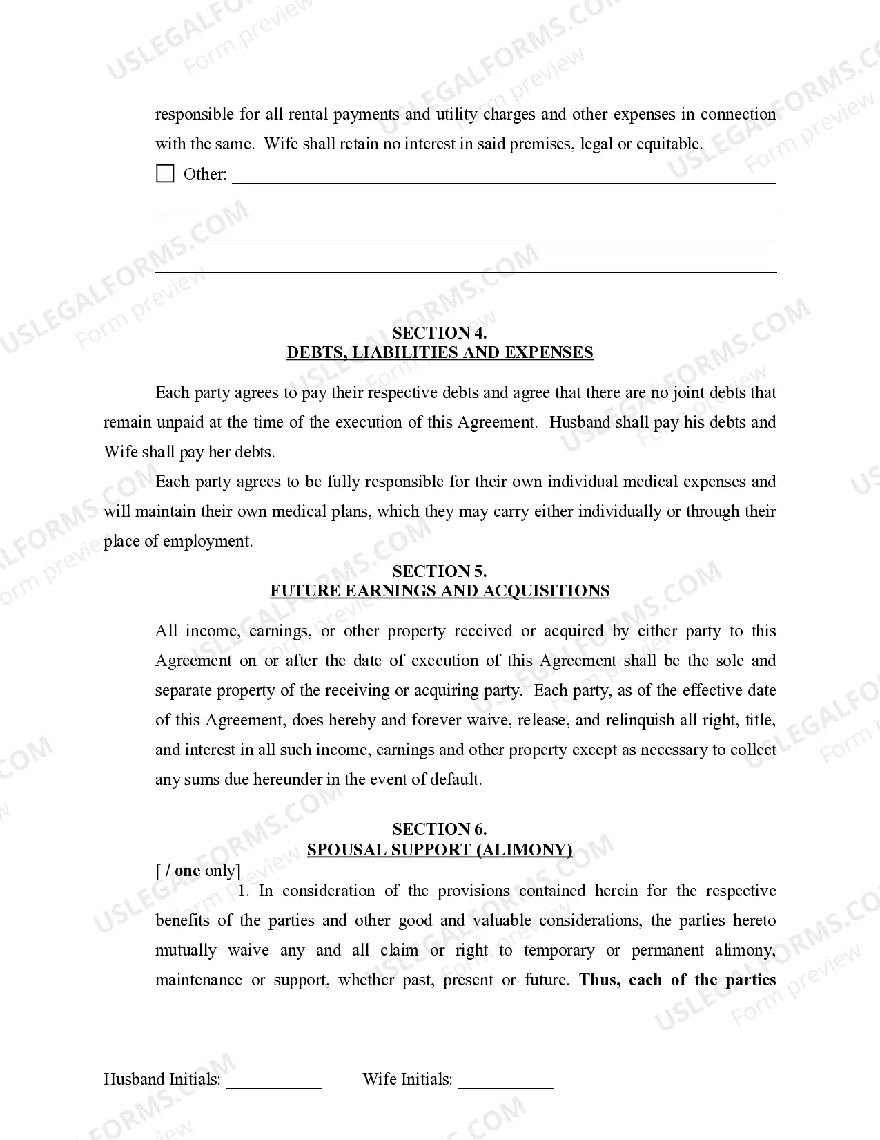 Preview Marital Domestic Separation and Property Settlement Agreement Minor Children no Joint Property or Debts effective Immediately