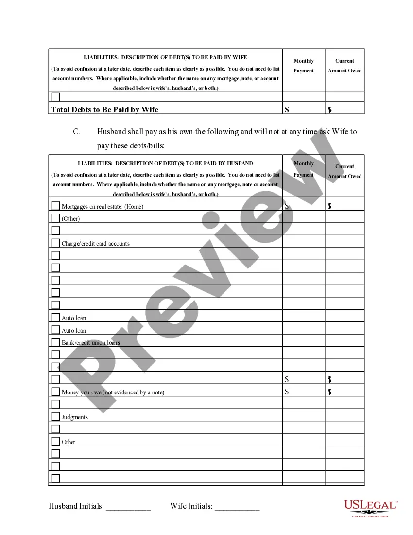 Preview Marital Domestic Separation and Property Settlement Agreement Minor Children Parties May have Joint Property or Debts effective Immediately
