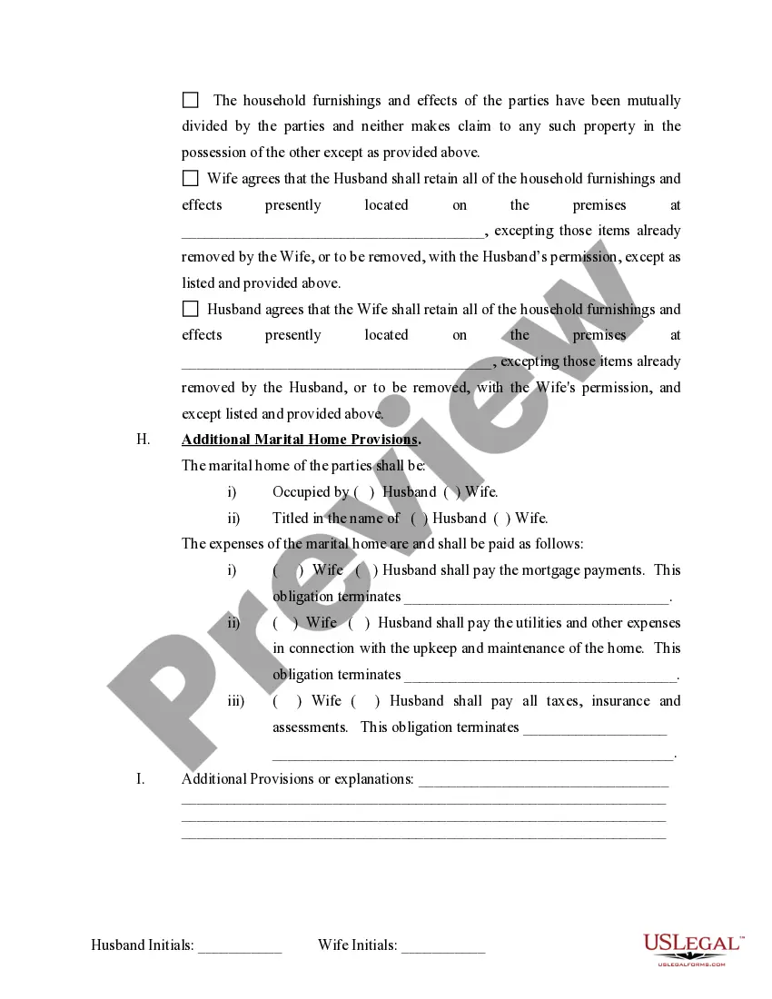 Preview Marital Domestic Separation and Property Settlement Agreement Minor Children Parties May have Joint Property or Debts effective Immediately