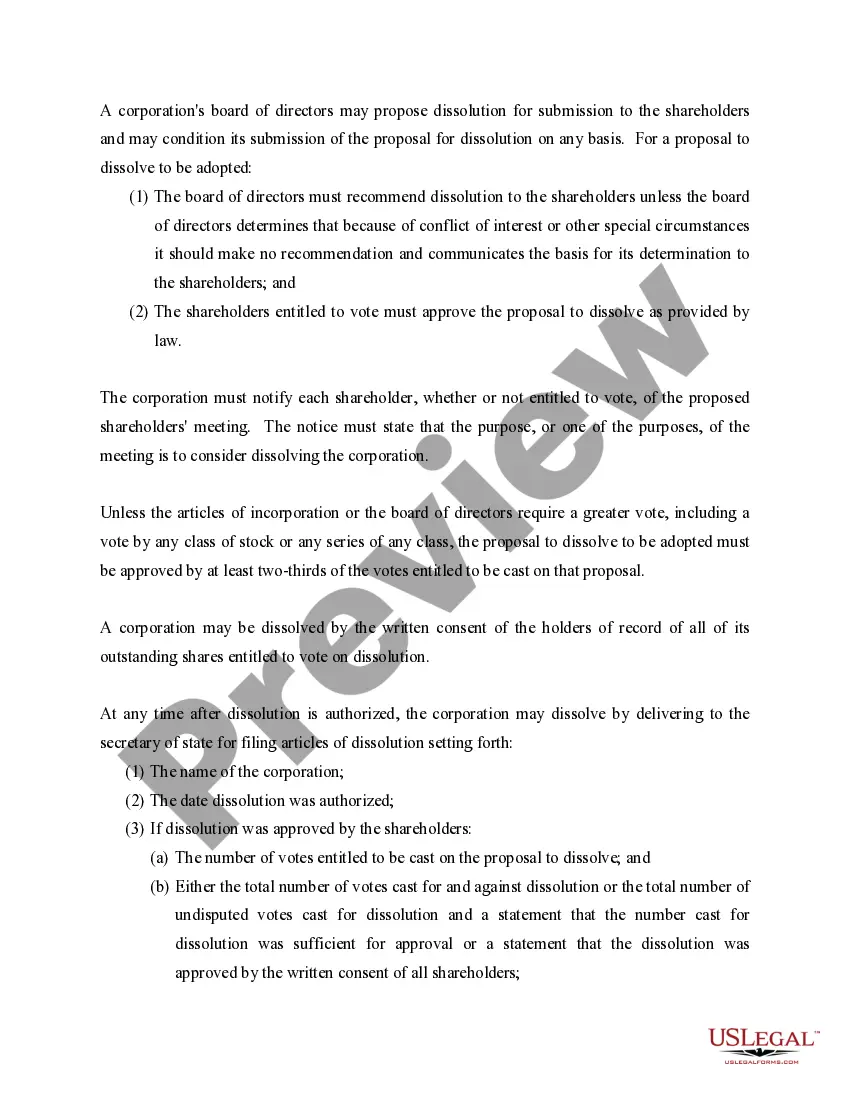 Preview Missouri Dissolution Package to Dissolve Corporation