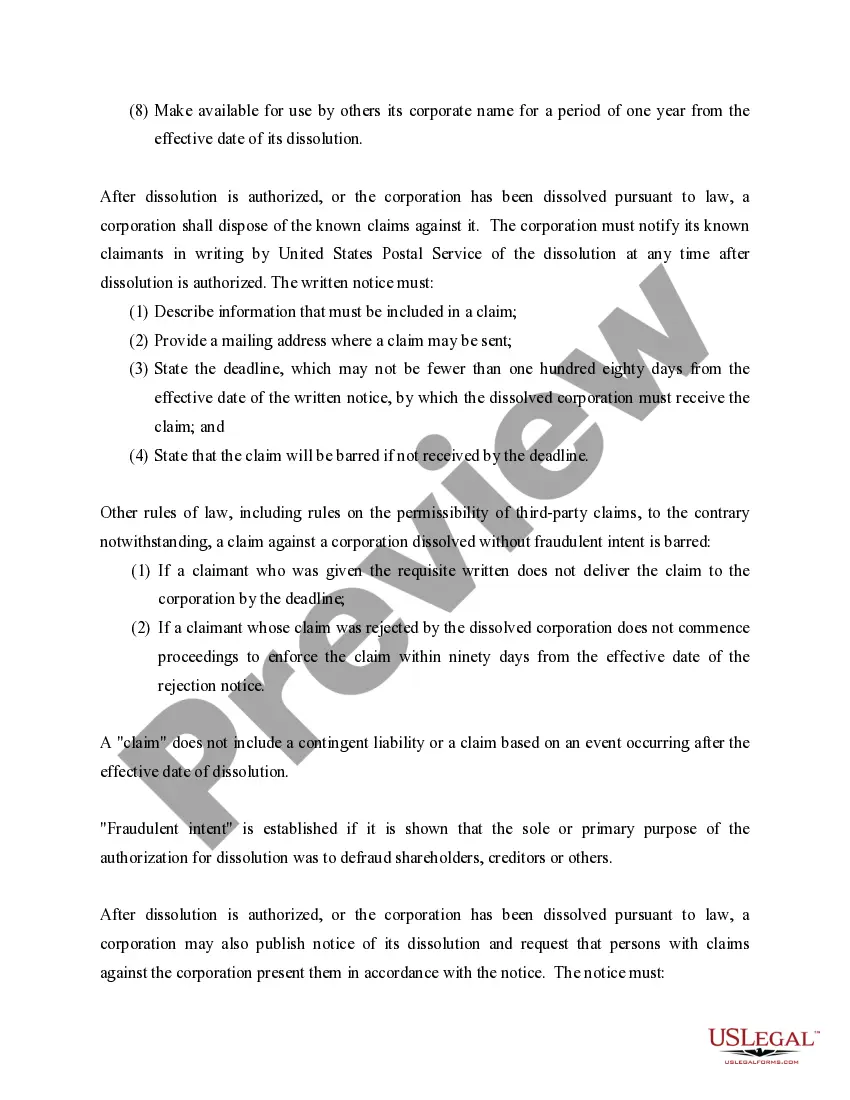 Preview Missouri Dissolution Package to Dissolve Corporation